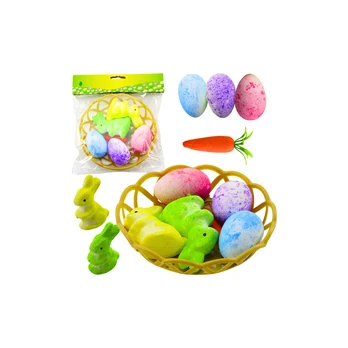 Lean Easter Decorations In Basket Bunnies Eggs Carrot 6pcs