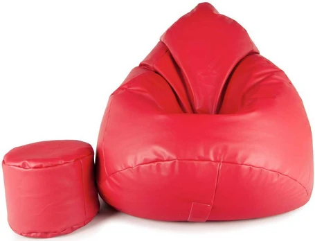 Sėdmaišis su pufu Mega Comfort XXL, dirbtinė oda, raudonas