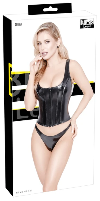 Black Level Vinyl Corset L Seksuali lateksinė apranga