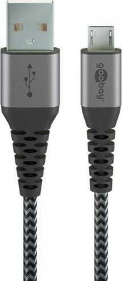 Goobay USB-A – microUSB USB laidas, 0,5 m sidabrinis (JAB-6985365)