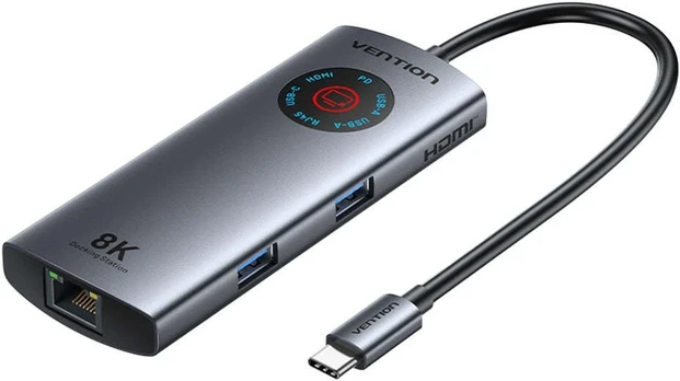 Vention USB-C 6w1 |8K@30Hz |100W PD |LED