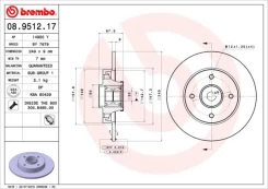 Stabdžių diskas BREMBO 08.9512.17 kaina