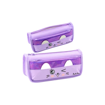 Lean School Pieštukas Case Two Pockets Cat Motif Violetinė 22cm
