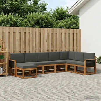 Lauko sofos komplektas 8 pcs Natūralus ir antracitas