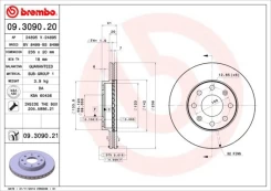 BREMBO 09.3090.21 Brake Disc kaina