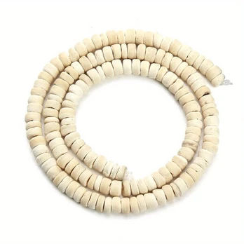 Mediniai karoliukai 5 mm, Baltas