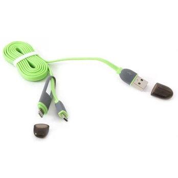 Platinet cable USB - microUSB/Lightning 1m, green (42872) | 5907595428729