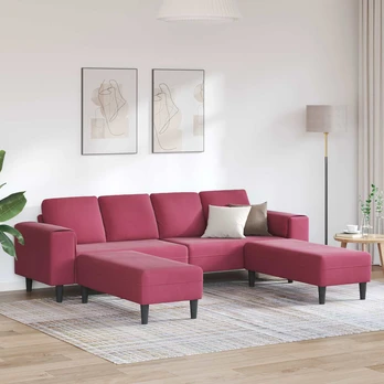Sofos komplektas 3 pcs Vyno raudonumo Aksomas