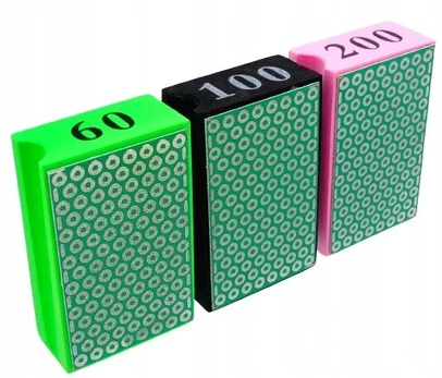 Deimantinė šlifavimo kaladėlė gresui, komplektas 60, 100, 200