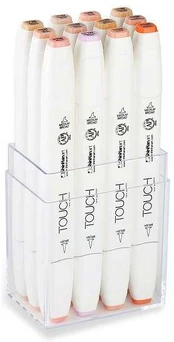 Touch Marker 12stk hudfarver, pensel + medium kantet spids