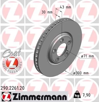 Stabdžių diskas ZIMMERMANN 290.2261.20