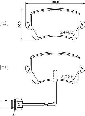 Stabdžių trinkelių rinkinys, diskinis stabdys BREMBO P 85 142