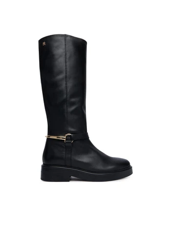 Jojikų batai Tommy Hilfiger Th Stud Leather Knee Riding Boot FW0FW09608 Juoda