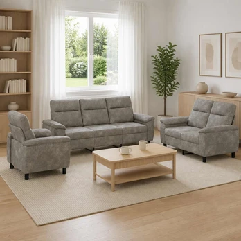 Sofa Sofos komplektas 3 vnt. Tamsiai pilka Dirbtinė suedė oda