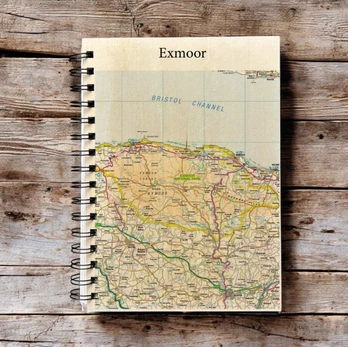 OS Map Wooden Lined Notebook - Exmoor National Park