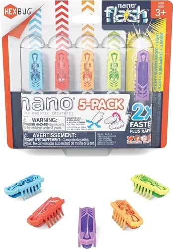 HEX BOTS Interaktyvios šviečiančios nano Robotukai, 5 vnt.
