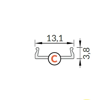LED juostos profilio dangtelis C CLICK, juodas, 3m