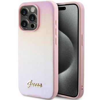Dėklas Guess GUHCP14LPSAIRSP iPhone 14 Pro 6.1" rožinis|pink hardcase Saffiano Iridescent Script