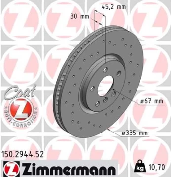 Stabdžių diskas ZIMMERMANN 150.2944.52