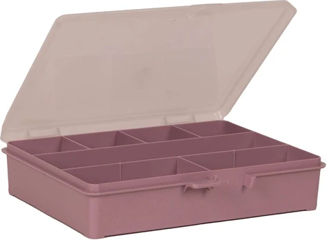 Raaco - Storage Box with 7 Compartments - Dark Pink - 4 x 17.9 x 15.1 cm