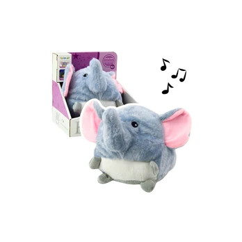 Plush Elephant Sleeping Toy Light Sound Gray