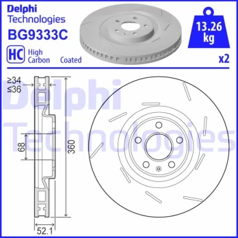 Stabdžių diskas DELPHI BG9333C