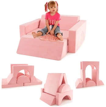 Vaikų modulinė sofa Pilka/Rožinė 8 vnt.