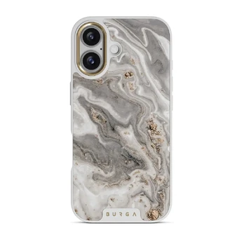 Snowstorm - Grey Marble iPhone 17 Case, Elite Light (MagSafe) / Gold