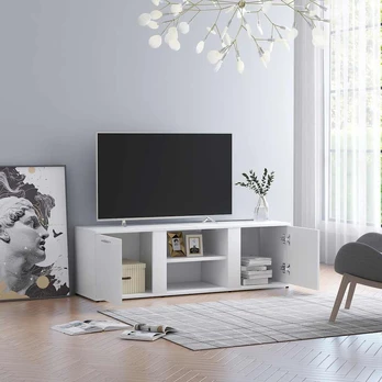 Televizoriaus spintelė, balta, 120x34x37cm, apdirbta mediena