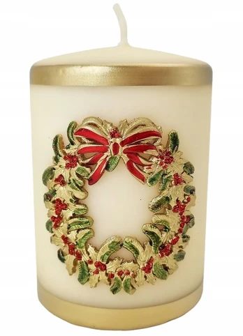 Artman Kūčių vainiko formos žvakė, kreminė, 10 cm