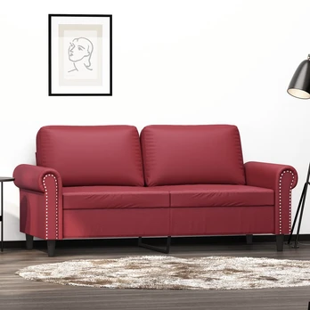 Dvivietė sofa, raudonojo vyno spalvos, 140cm, dirbtinė oda