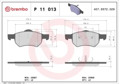 Stabdžių trinkelių rinkinys, diskinis stabdys BREMBO P 11 013 kaina