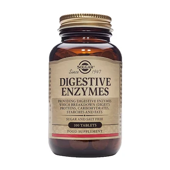 SOLGAR DIGESTIVE ENZYMES maisto papildas, 100 tablečių