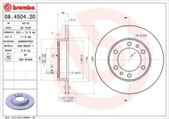 Stabdžių diskas BREMBO 08.4504.20 kaina