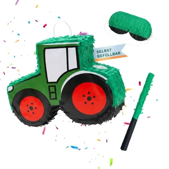 Relaxdays Piñata traktorius su lazda ir kauke