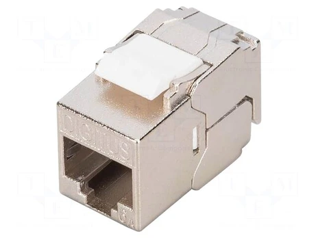 RJ45 module | Keystone | silver | on cable | Cat 6a | RJ45 socket | 8p8c