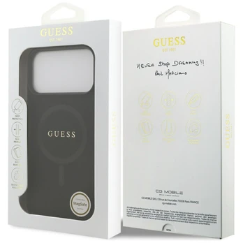 Dėklas Guess Saffiano Classic Logo MagSafe do iPhone 17 Pro Max juoda
