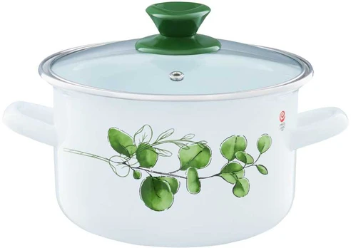 Puodas emaliowany su dangteliu Eukaliptus 20 cm 3,8 l EMALIA OLKUSZ