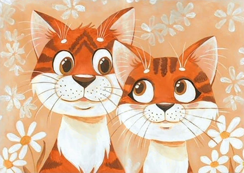 Deimantinis paveikslas Cats in Love WD192 38*27 cm
