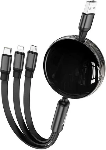 HOCO cable 3in1 USB A to Lightning / Micro USB / Type C 2A X78 1 m juodas