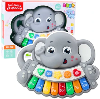 Lean Toys Interaktyvus pilkas drambliuko pianinas