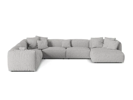 Boucle Modular Left Corner Sofa, "Martina", 6 Seats, 404x312x75, Silver