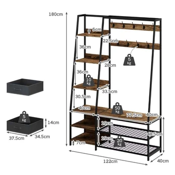 Bonideco Select Drabužių kabykla 122x40x180cm., juodos/rudos spalvos