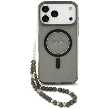 Case Guess IML Glitter Pearl Strap MagSafe for iPhone 18 Pro / 17 Pro black