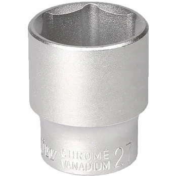 Lizdinis raktas 27mm, 1/2", šešiakampis, trumpas, Cr-v