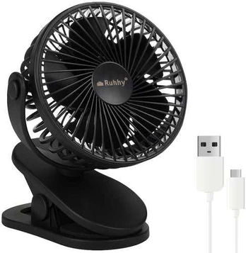 Belaidis ventiliatorius 360° 1200mAh USB -C Juodas