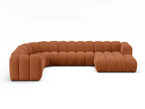 Modular Panoramic Left Corner Sofa, "Lupine", 6 Seats, 370x280x70, Brick