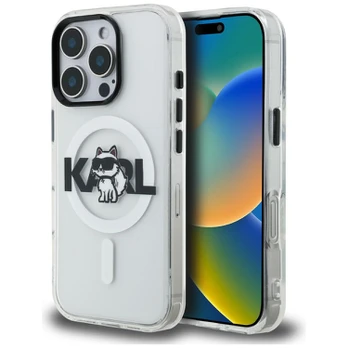 Dėklas Karl Lagerfeld IML Choupette Sketch Logo MagSafe Case for iPhone 16 Pro - Clear