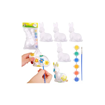 Lean Toys Easter Bunnies Styrofoam For Painting Paints 6pcs