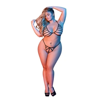 Magic Silk Exposed 2X Juodas Strappy Bra & G-String Set Adjustable